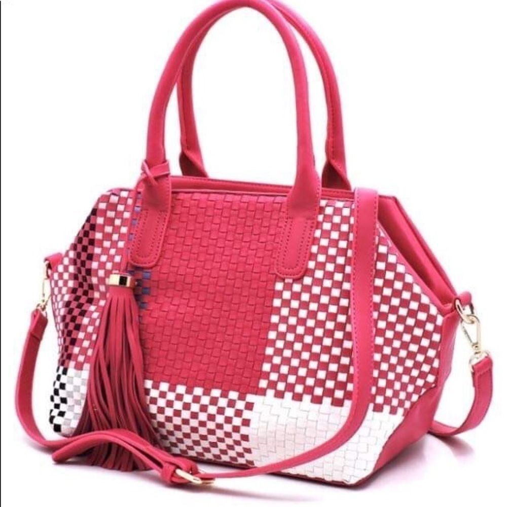Alyssa Nicole Fashion Woven Colorblock Satchel - Picture 6 of 8